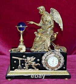 Franklin Mint Angel of the New Age Porcelain & Gilt Ormolu Mantle Clock Working