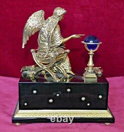 Franklin Mint Angel of the New Age Porcelain & Gilt Ormolu Mantle Clock Working