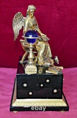 Franklin Mint Angel of the New Age Porcelain & Gilt Ormolu Mantle Clock Working