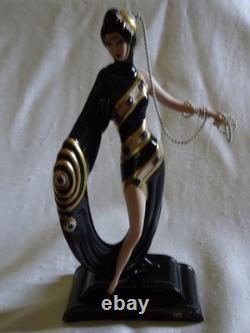 Franklin Mint Art Deco Erte Emeralds & Pearls Porcelain Figurine in Original Box