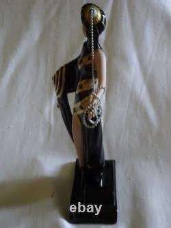 Franklin Mint Art Deco Erte Emeralds & Pearls Porcelain Figurine in Original Box