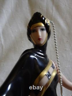 Franklin Mint Art Deco Erte Emeralds & Pearls Porcelain Figurine in Original Box