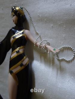 Franklin Mint Art Deco Erte Emeralds & Pearls Porcelain Figurine in Original Box