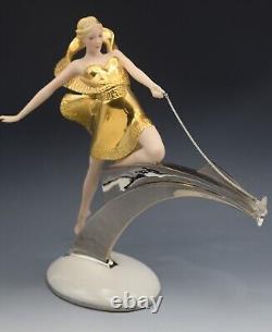 Franklin Mint Art Deco Erte Starlight In Platinum Female Sculpture Large 11