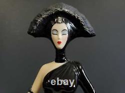 Franklin Mint Art Deco Lady w Dog Symphony in Black Porcelain Figurine No. A3004