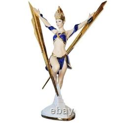 Franklin Mint Art Deco Lightning In Gold 1989 Collectible Goddess Figurine