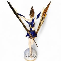 Franklin Mint Art Deco Lightning In Gold 1989 Collectible Goddess Figurine