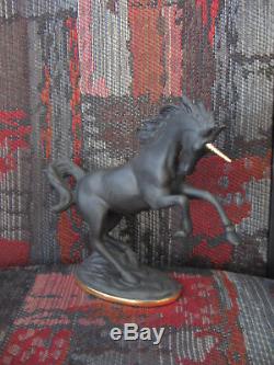 Franklin Mint Black Basalt Porcelain Unicorn Treasury Figurine by David Cornell