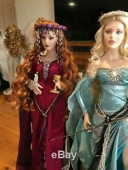 Franklin Mint Camelot Porcelain Dolls Lady of the Lake & Morgan Le Fay