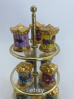 Franklin Mint Carousel Magic Horse Thimble Complete Set Porcelain Tiered Display