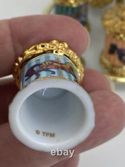 Franklin Mint Carousel Magic Horse Thimble Complete Set Porcelain Tiered Display