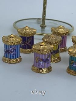 Franklin Mint Carousel Magic Horse Thimble Complete Set Porcelain Tiered Display