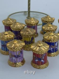 Franklin Mint Carousel Magic Horse Thimble Complete Set Porcelain Tiered Display