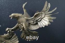 Franklin Mint Clash of the Sky Kings Dueling Eagles Bronze Sculpture 17 x 19.5