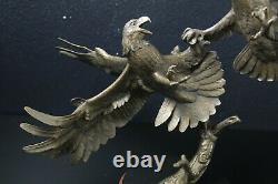 Franklin Mint Clash of the Sky Kings Dueling Eagles Bronze Sculpture 17 x 19.5