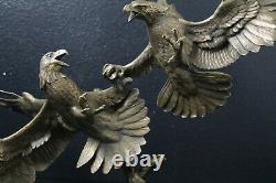 Franklin Mint Clash of the Sky Kings Dueling Eagles Bronze Sculpture 17 x 19.5