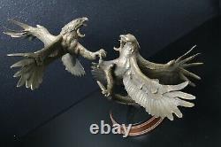 Franklin Mint Clash of the Sky Kings Dueling Eagles Bronze Sculpture 17 x 19.5