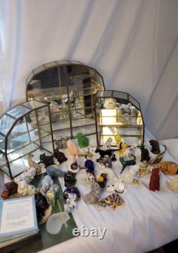 Franklin Mint Curio Cabinet Cat Collection Complete Set 41 Cats with Paperwork