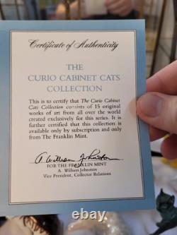 Franklin Mint Curio Cabinet Cat Collection Complete Set 41 Cats with Paperwork