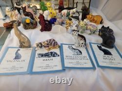 Franklin Mint Curio Cabinet Cat Collection Complete Set 41 Cats with Paperwork