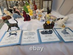 Franklin Mint Curio Cabinet Cat Collection Complete Set 41 Cats with Paperwork