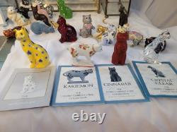 Franklin Mint Curio Cabinet Cat Collection Complete Set 41 Cats with Paperwork