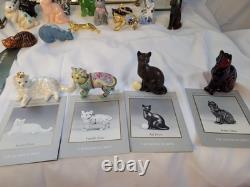 Franklin Mint Curio Cabinet Cat Collection Complete Set 41 Cats with Paperwork