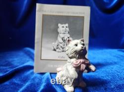 Franklin Mint Curio Cabinet Cat Cybis Long Gray Hair Pink Bows