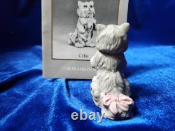 Franklin Mint Curio Cabinet Cat Cybis Long Gray Hair Pink Bows