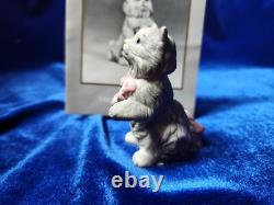 Franklin Mint Curio Cabinet Cat Cybis Long Gray Hair Pink Bows