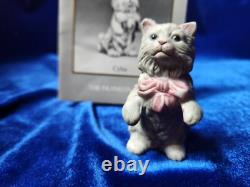 Franklin Mint Curio Cabinet Cat Cybis Long Gray Hair Pink Bows