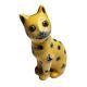 Franklin Mint Curio Cabinet Cat Galle Yellow Blue Whimsical