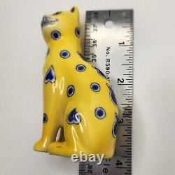 Franklin Mint Curio Cabinet Cat Galle Yellow Blue Whimsical