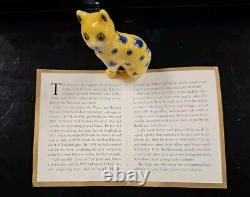 Franklin Mint Curio Cabinet Cat Galle Yellow Blue Whimsical