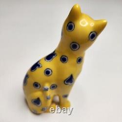 Franklin Mint Curio Cabinet Cat Galle Yellow Blue Whimsical