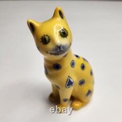 Franklin Mint Curio Cabinet Cat Galle Yellow Blue Whimsical