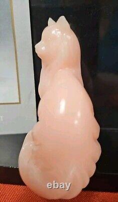 Franklin Mint Curio Cabinet Cats Collection Pink Alabaster