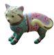 Franklin Mint Curio Cabinet Cats FAMILLE ROSE Cat Figurine Pastel Colorful 3