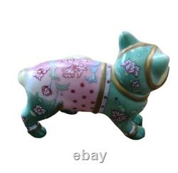 Franklin Mint Curio Cabinet Cats FAMILLE ROSE Cat Figurine Pastel Colorful 3