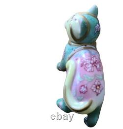 Franklin Mint Curio Cabinet Cats FAMILLE ROSE Cat Figurine Pastel Colorful 3
