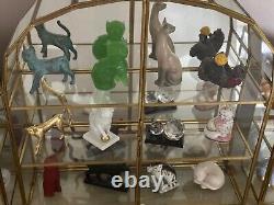 Franklin Mint Curio Cabinet Cats Figurines With Mirrored Cabinets (24 cats)