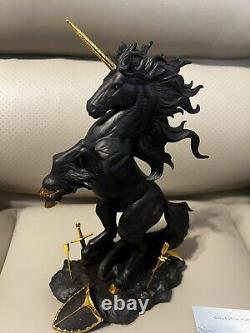 Franklin Mint DARK FURY Unicorn Porcelain Sculpture or Figurine, Ruth Thompson