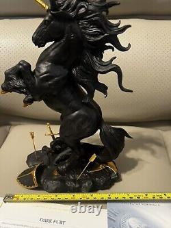 Franklin Mint DARK FURY Unicorn Porcelain Sculpture or Figurine, Ruth Thompson