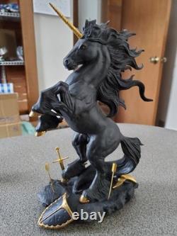 Franklin Mint Dark Fury Black Porcelain Unicorn Excellent Condition