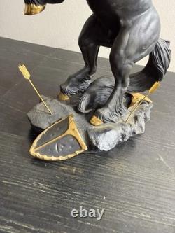 Franklin Mint Dark Fury Unicorn Fine Porcelain Sculpture Ruth Thompson Gold Horn
