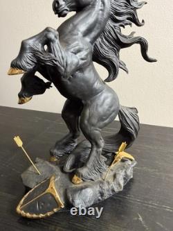 Franklin Mint Dark Fury Unicorn Fine Porcelain Sculpture Ruth Thompson Gold Horn