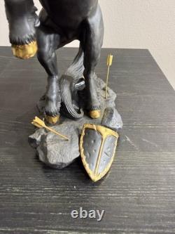 Franklin Mint Dark Fury Unicorn Fine Porcelain Sculpture Ruth Thompson Gold Horn
