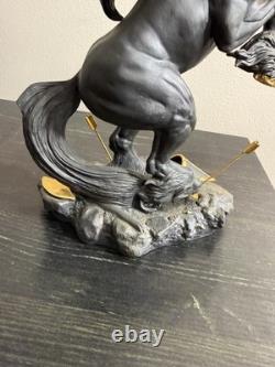 Franklin Mint Dark Fury Unicorn Fine Porcelain Sculpture Ruth Thompson Gold Horn