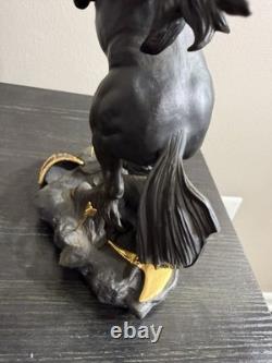 Franklin Mint Dark Fury Unicorn Fine Porcelain Sculpture Ruth Thompson Gold Horn