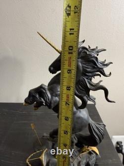 Franklin Mint Dark Fury Unicorn Fine Porcelain Sculpture Ruth Thompson Gold Horn